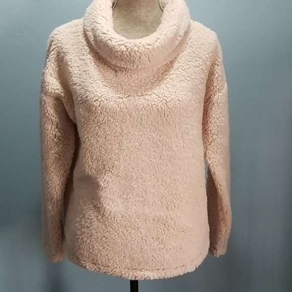 NEW! SUPER SOFT Cowl Neck Sherpa Sweater Pale Pink - Picture 2 of 3